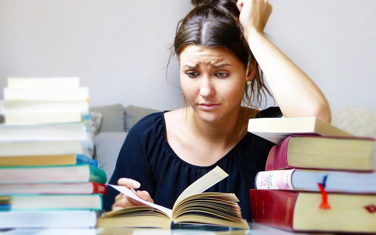 woman, books, youthful