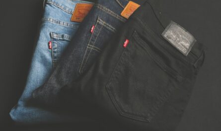 three assorted-color denim bottoms